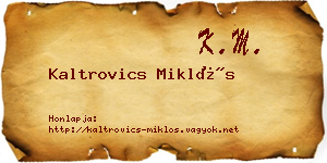 Kaltrovics Miklós névjegykártya